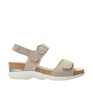 NEW MEPHISTO women's oriana wedge platform sandals in warm grey velcalf premium